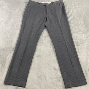 Banana Republic Dress Pants Mens 36x32 Grey Skinny Fit Flannel Wool Pinstripe